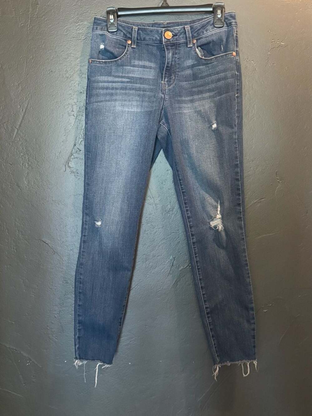 1822 Denim Women's Distressed Raw Hem Skinny Ankle Jeans Sz10